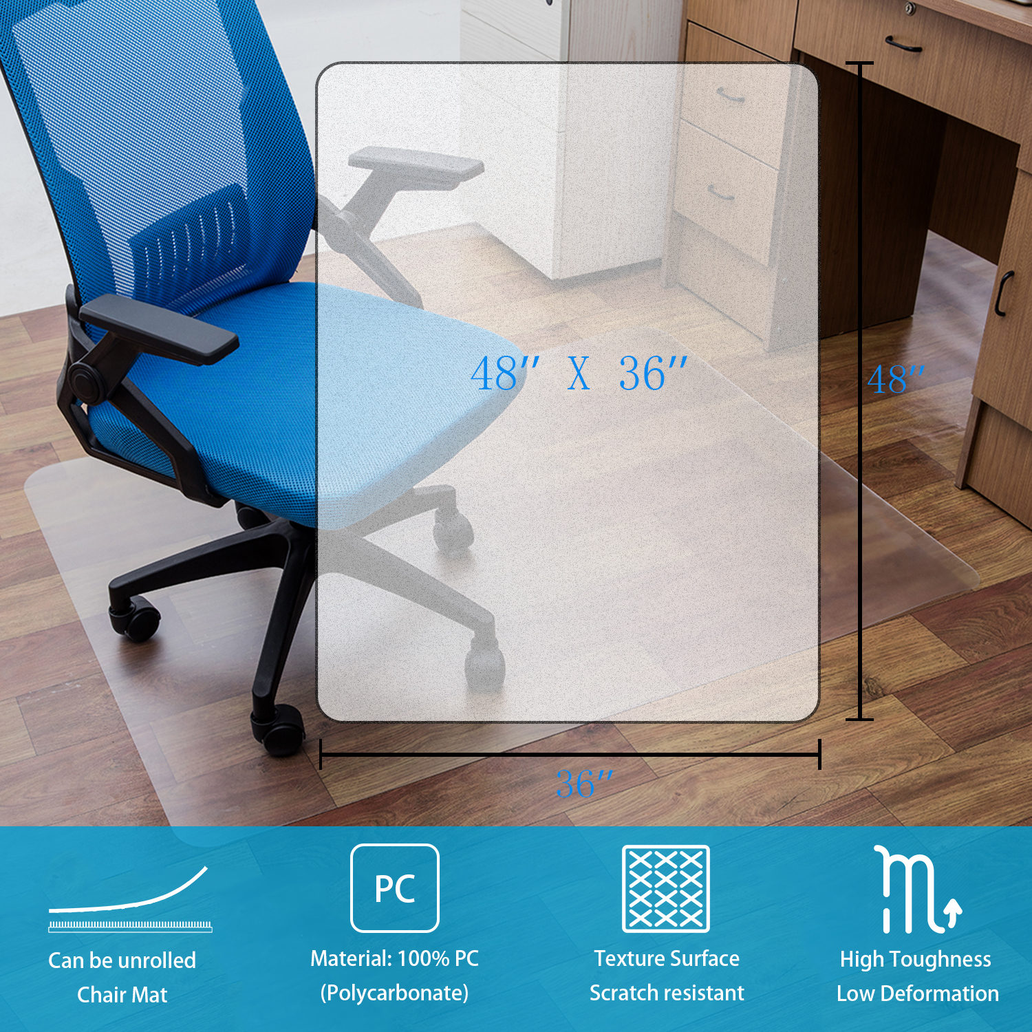 Polycarbonate Office Chair Mat for Hardwood Floors